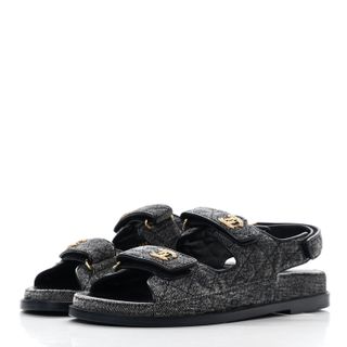 Chanel + Denim Quilted Dad Sandals