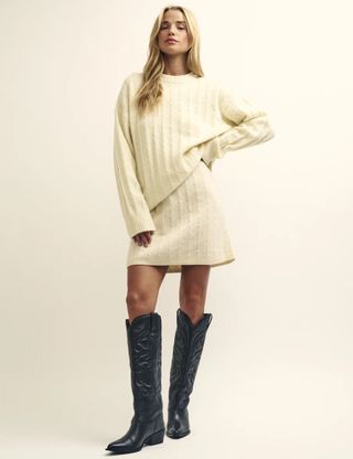 Nobody's Child + Cream Cable Crew Neck Knitted Jumper