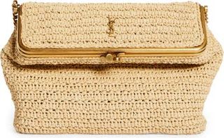 Saint Laurent + Medium Raffia Crochet Shoulder Bag