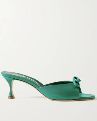 Manolo Blahnik + Pertinanu Bow-Embellished Leather Sandals