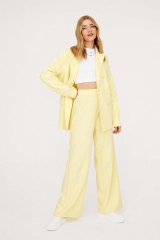 Nasty Gal + High Waisted Wide Leg Tailored Pants