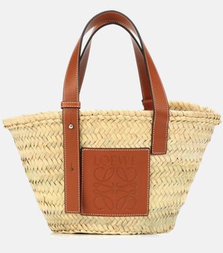 Loewe + Small Leather-Trimmed Basket Tote