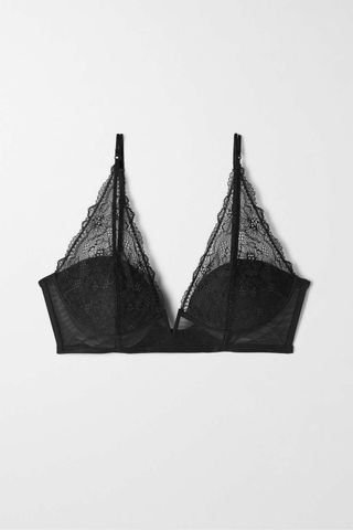 Calvin Klein + Lace and Tulle Underwired Plunge Bra
