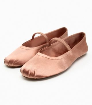 Zara + Satin Effect Ballet Flats