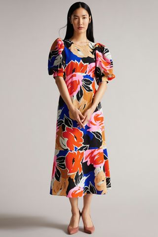 Ted Baker + Floral Print Midi Dress
