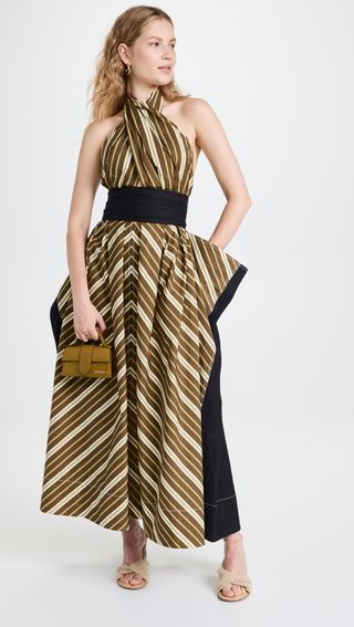 Tory Burch + Variegated Stripe Poplin Dress
