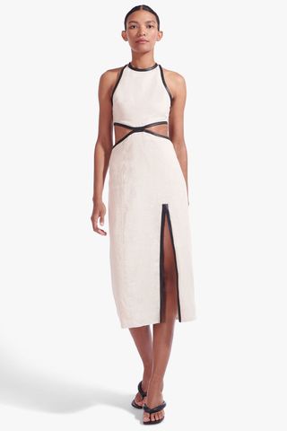 Staud + Delmore Cutout Linen Midi-Dress