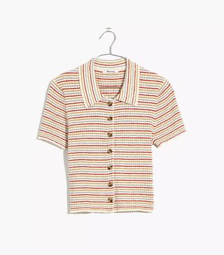 Madewell + Barbrook Button-Front Sweater Polo in Stripe
