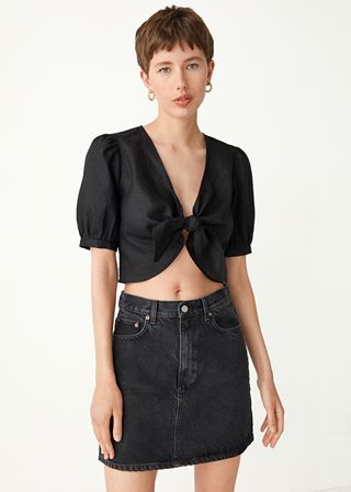 & Other Stories + Front Knot Linen Top