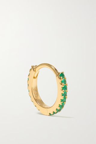 Maria Tash + 6.5mm 18-Karat Gold Emerald Hoop Single Earring