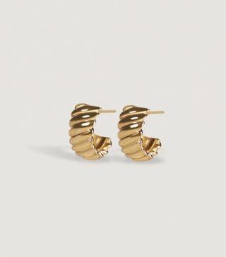 Kinn + Twist Hoop Earrings 14k Solid Gold