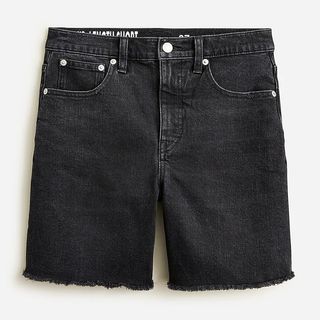 J.Crew + Mid-Length Denim Shorts in Washed Black