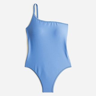 J.Crew + Ribbed One-Strap One-Piece In Retro Blue