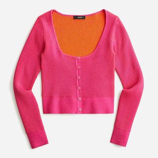 J.Crew + Scoopneck Stretch Cardigan Top in Begonia Orange