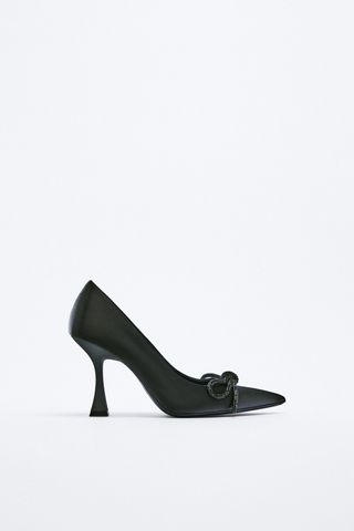 Zara + Embellished Bow Heeled Shoes
