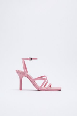 Zara + Heeled Leather Sandals With Insole