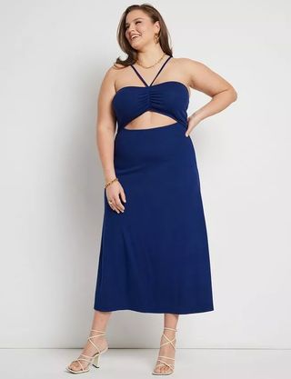 Eloquii + Ribbed Dress With Halter Neck