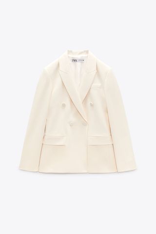 Zara + Fitted Double-Breasted Blazer