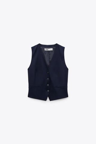 Zara + Fitted Waistcoat With Pockets
