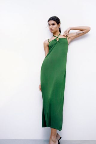 Zara + Tie-Up Flowing Dress