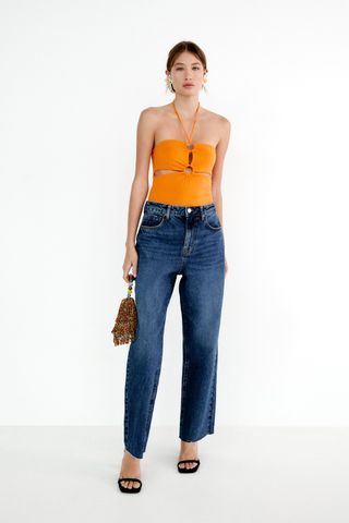 Zara + High-Rise Straight Jeans