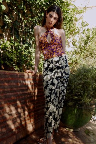 Zara + Floral Print Skirt