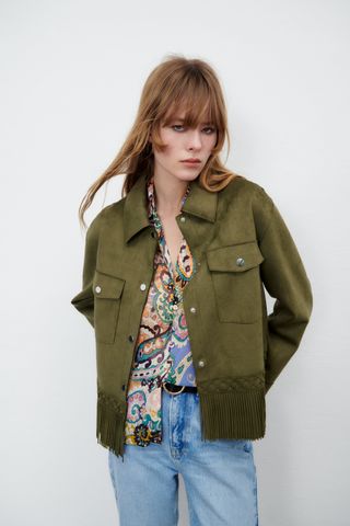 Zara + Faux Suede Overshirt Jacket
