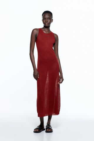Zara + Linen Blend Knit Dress