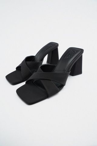 Zara + Heeled Crossed Strap Sandals
