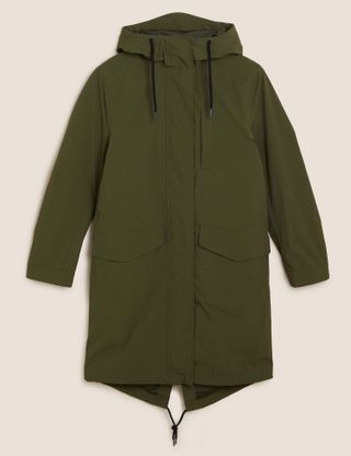 M&S Collection + Waterproof Hooded High Neck Parka Coat