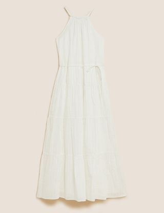 Per Una + Pure Cotton Broderie Sleeveless Maxi Dress