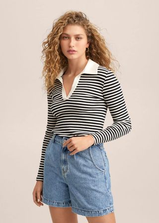 Mango + Striped Cotton Polo Shirt