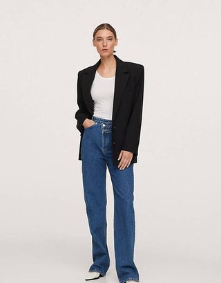 Mango + Crossover Low Rise Jeans in Medium Blue