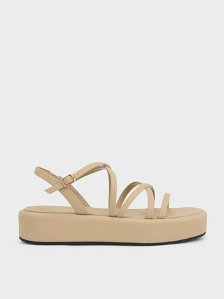 Charles 
Keith + Sand Strappy Padded Flatforms