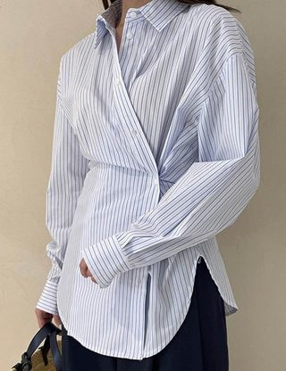 Pixie Market + White Stripe Side Wrap Shirt