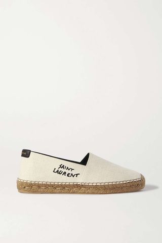 Saint Laurent + Logo-Embroidered Canvas Espadrilles