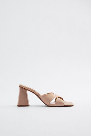 Zara + Heeled Crossed Strap Sandals