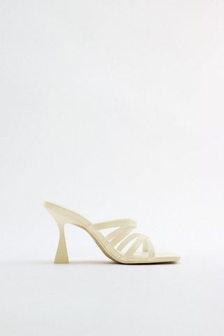 Zara + Strappy High Heel Leather Sandals