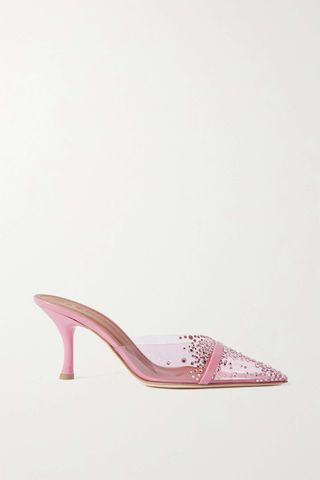 Malone Souliers + Joella 70 Crystal-Embellished Pvc and Patent-Leather Mules