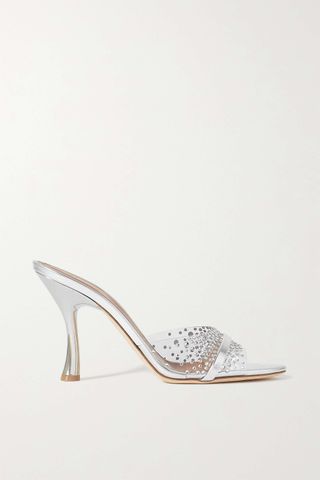 Malone Souliers + Julia 90 Embellished PVC and Metallic Leather Mules