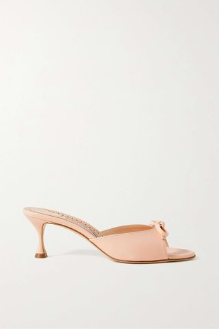Manolo Blahnik + Pertinanu Bow-Embellished Leather Sandals