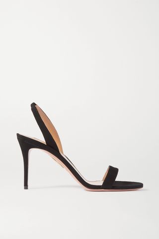 Aquazzura + So Nude 85 Suede Slingback Sandals