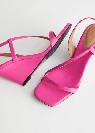 & Other Stories + Strappy Heeled Leather Wedge Sandals