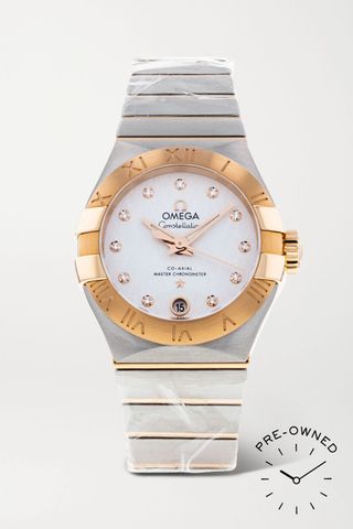 Omega + Pre-Owned 2021 Constellation Automatic 27mm Stainless Steel and 18-Karat Rose Gold Watch
