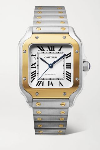 Cartier + Santos De Cartier Automatic 35mm Medium Stainless Steel and 18-Karat Gold Watch