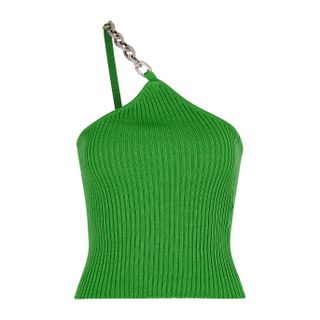 Giuseppe Di Morabito + Green Chain-Embellished Ribbed-Knit Top