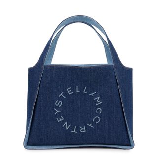 Stella McCartney + Stella Logo Blue Denim Tote