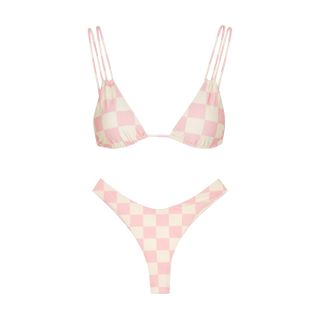 Alessandra Rich + Damier Pink Checked Bikini