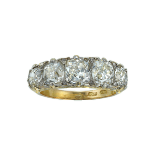 Omnēque + Magnificent Late Victorian Five-Stone Diamond Ring