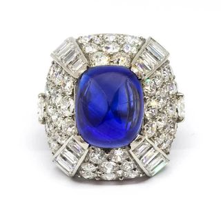 Moira Fine Jewellery + Vintage Sapphire Diamond And Platinum Bombe Ring, Circa 1960